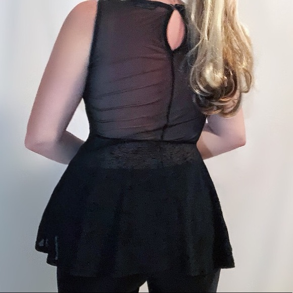 Candy Couture black sleeveless high low peplum top - Picture 2 of 8
